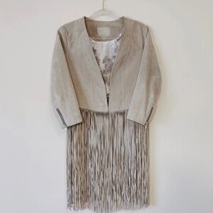 Soia & Kyo Stone Suede Fringe Romie Cropped Jacket - Size M